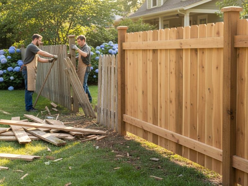 Complete fence replacement - removing old fence and installing new